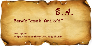 Benácsek Anikó névjegykártya